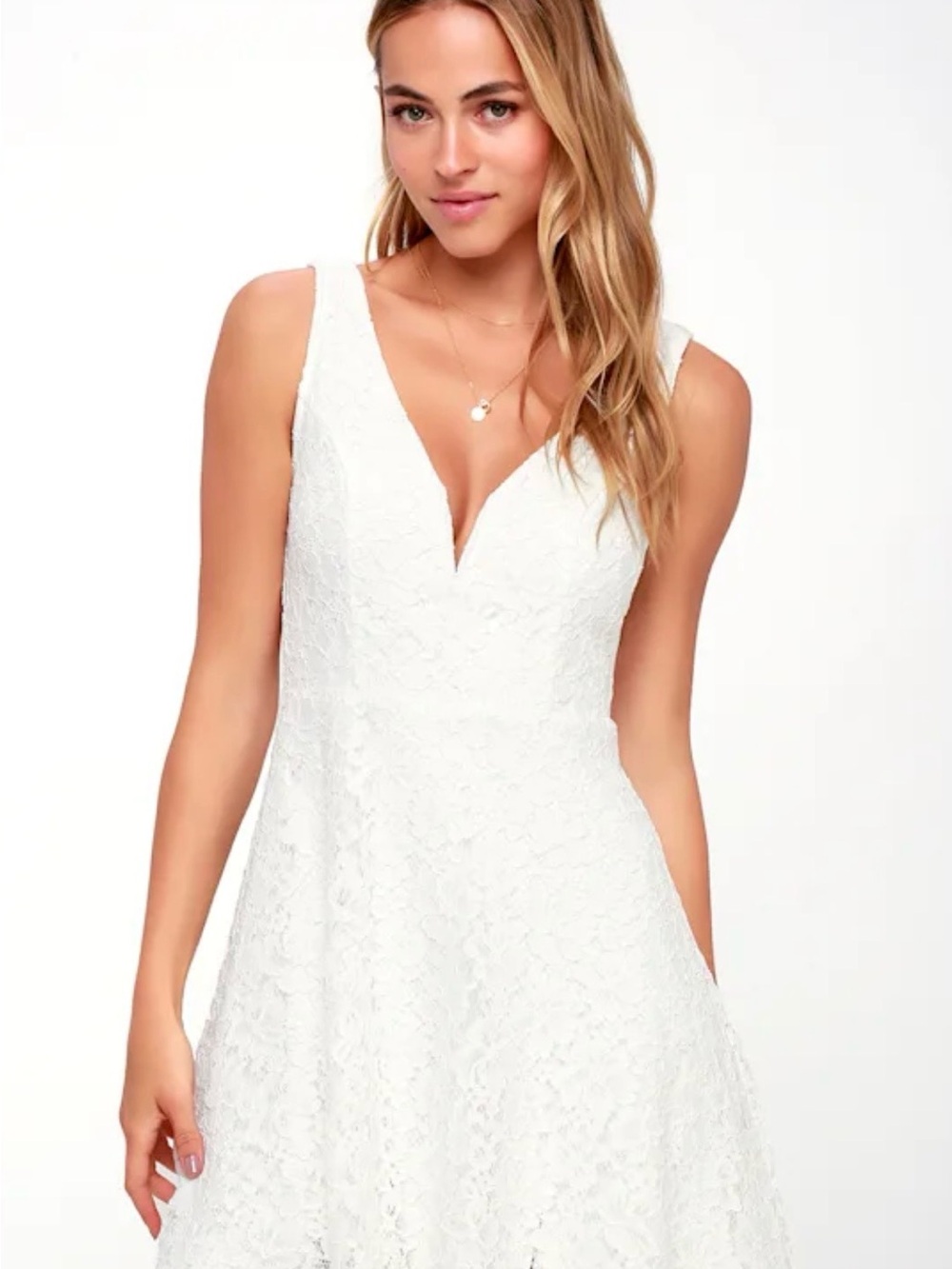 LULUs White Lace Dress